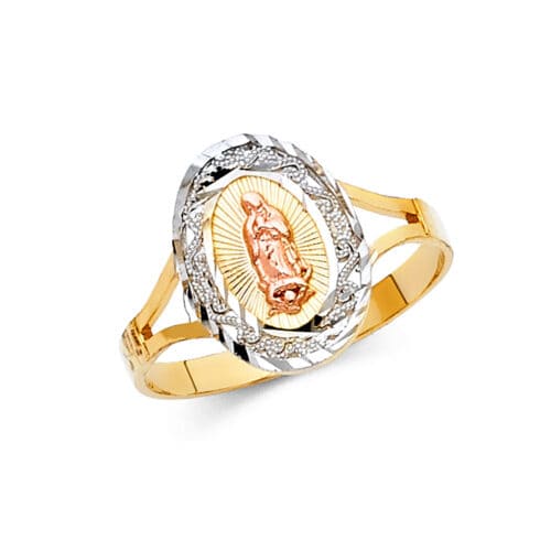 14K Two Tone Gold Religious Ring
