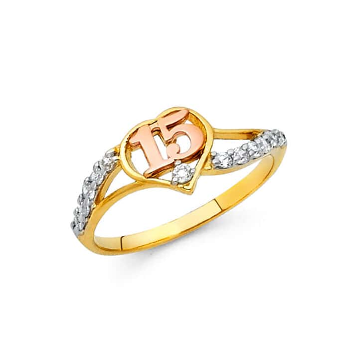 14K Two Tone Gold 15 Years Cubic Zirconia Ring