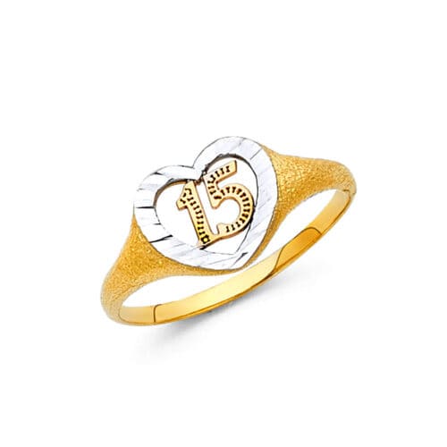 14K Tri Color Gold 15 Years Ring