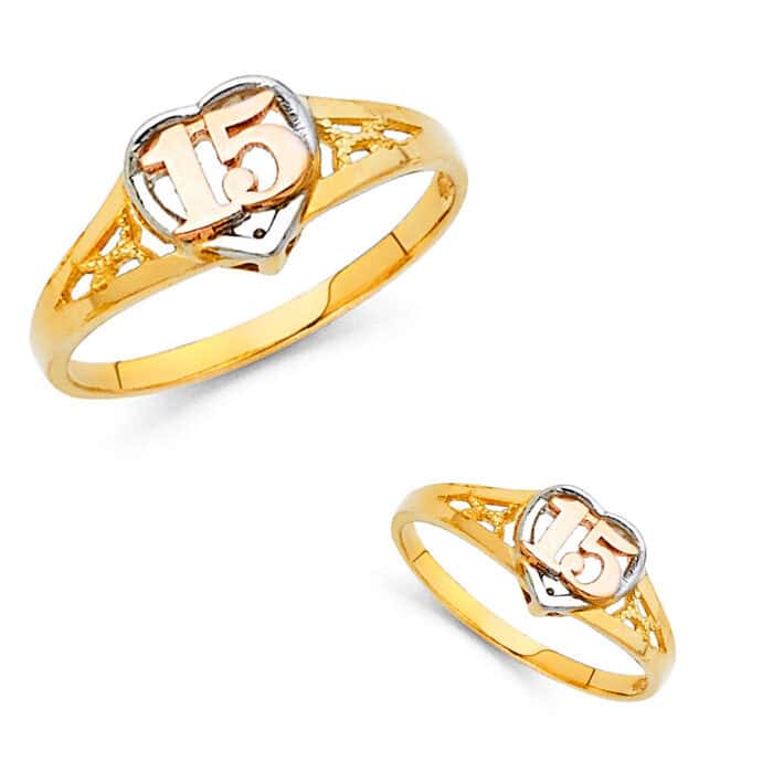 14K Tri Color Gold 15 Years Ring - Image 3