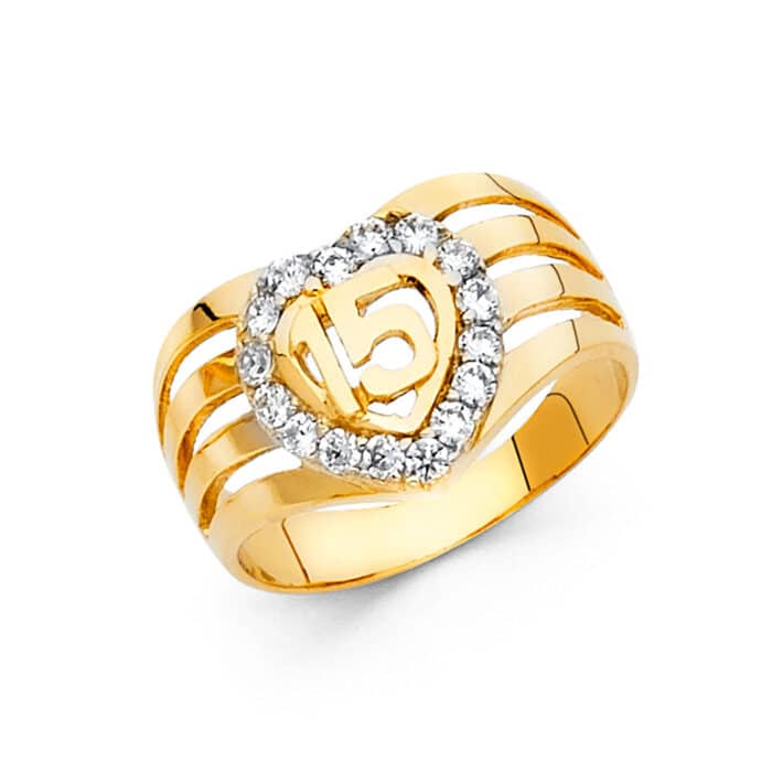 14K Yellow Gold 15 Years Cubic Zirconia Ring
