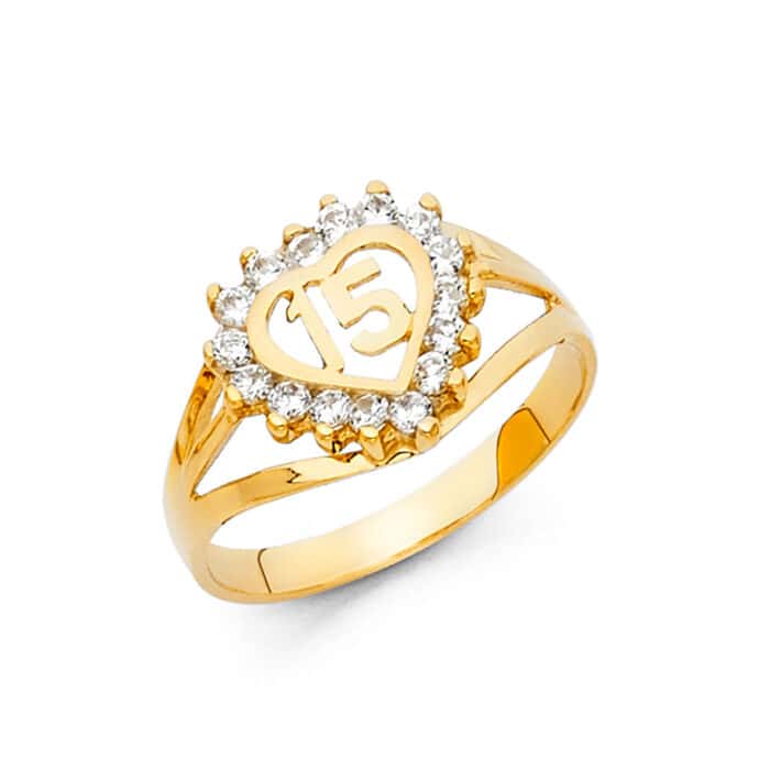 14K Yellow Gold 15 Years Cubic Zirconia Ring