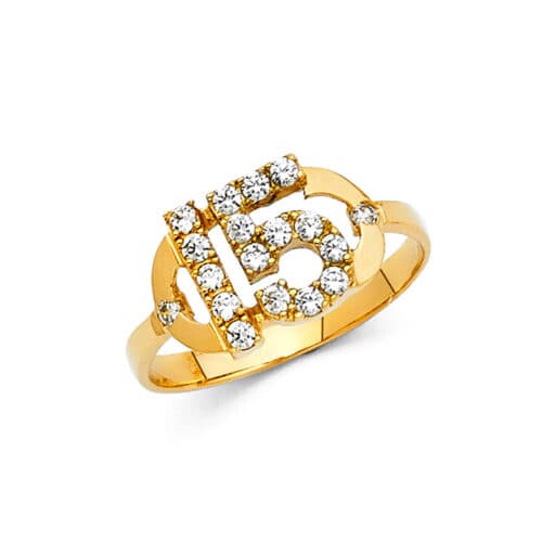 14K Yellow Gold 15 Years Cubic Zirconia Ring