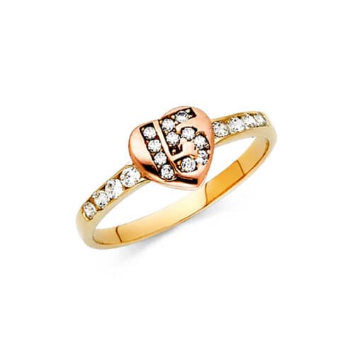 14K Two Tone Gold 15 Years Cubic Zirconia Ring