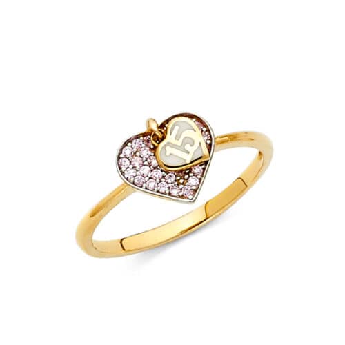 14K Yellow Gold 15 Years Cubic Zirconia Ring