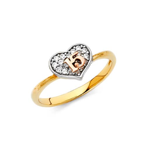 14K Two Tone Gold 15 Years Cubic Zirconia Ring