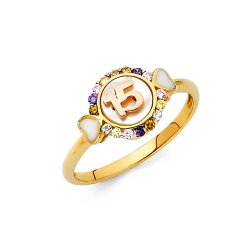 14K Two Tone Gold 15 Years Cubic Zirconia Ring