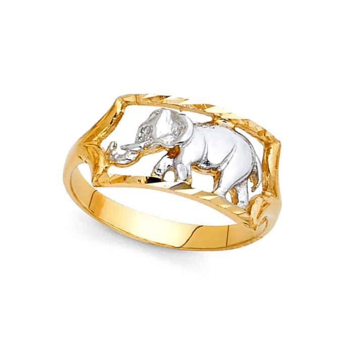 14K Two Tone Gold Lucky Ring - Image 2
