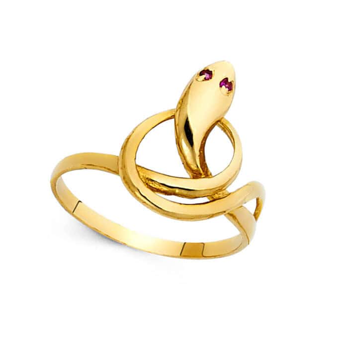 14K Yellow Gold Fancy Snake Ring - Image 2