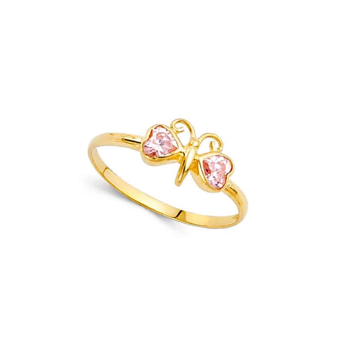 14K Yellow Gold Cubic Zirconia Babies Ring - Image 2