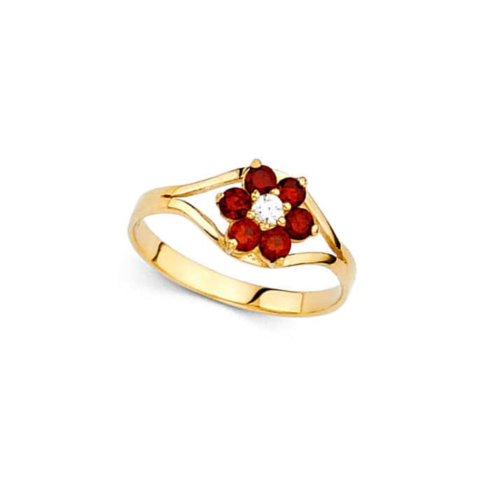 14K Yellow Gold Cubic Zirconia January Birth Stone Babies Ring - Image 2
