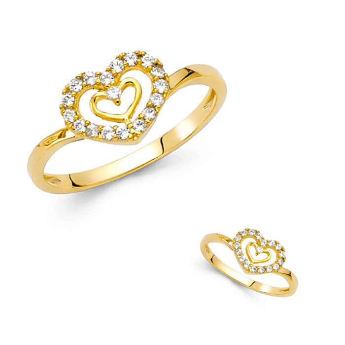 14K Yellow Gold Cubic Zirconia Fancy Ring - Image 3