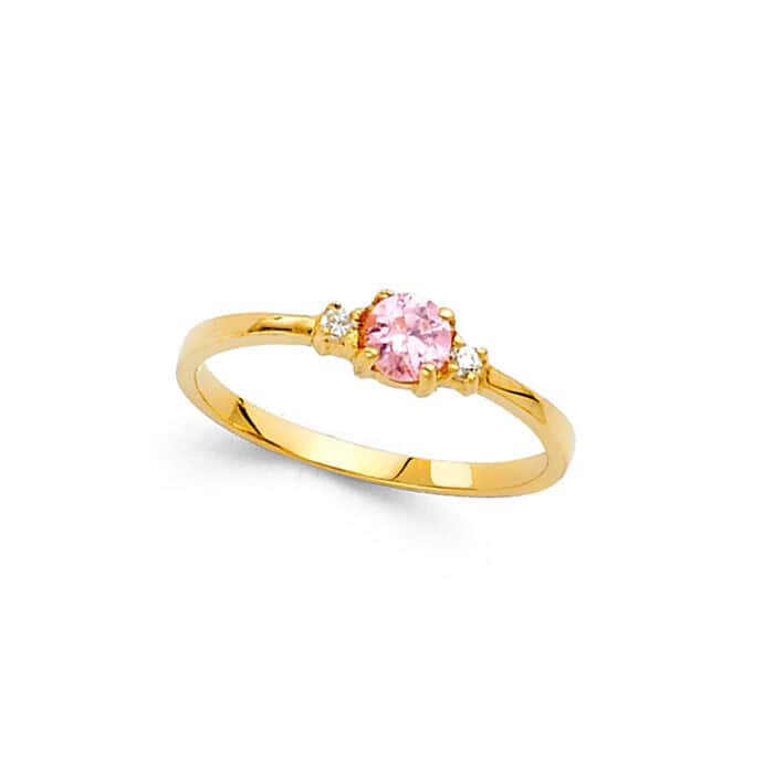14K Yellow Gold Cubic Zirconia Babies Ring - Image 2