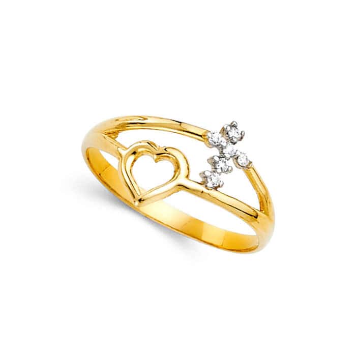 14K Yellow Gold Cubic Zirconia Fancy Ring - Image 2
