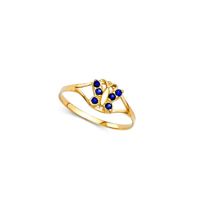 14K Yellow Gold Cubic Zirconia September Birth Stone Babies Ring - Image 2