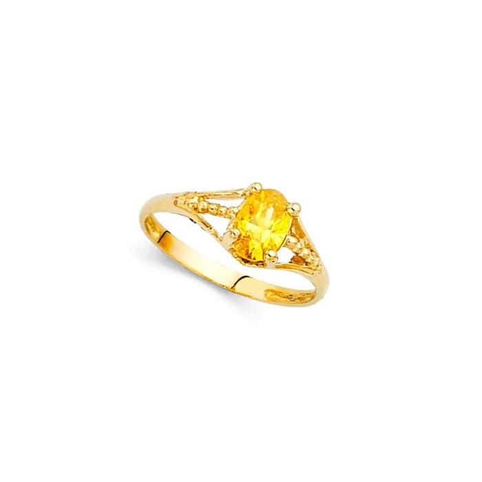 14K Yellow Gold Cubic Zirconia November Birth Stone Babies Ring - Image 2