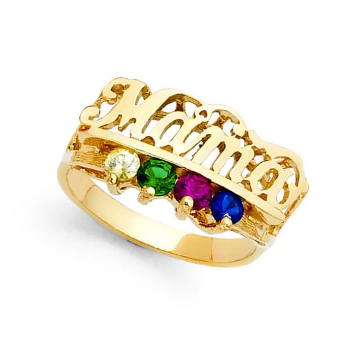 14K Yellow Gold Cubic Zirconia Mothers Ring - Image 2