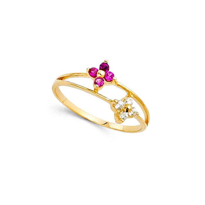 14K Yellow Gold Cubic Zirconia Babies Ring - Image 2