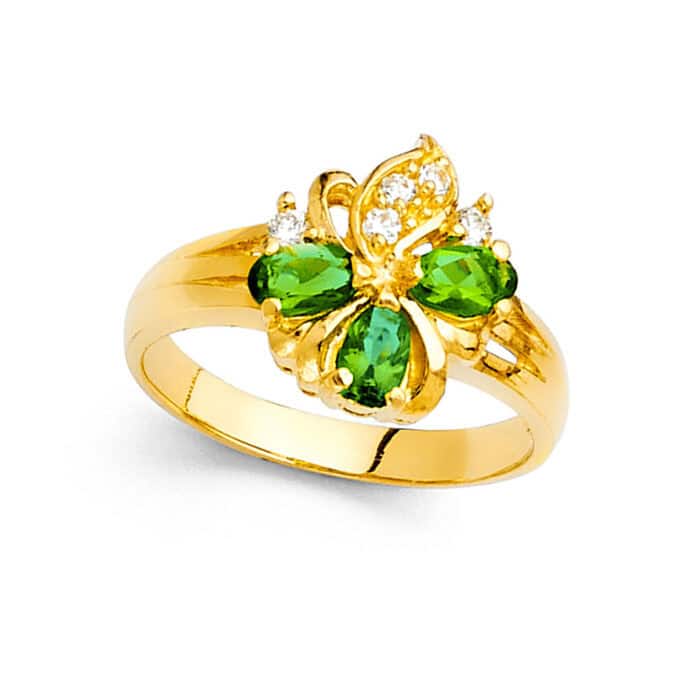 14K Yellow Gold Cubic Zirconia Fancy Ring - Image 2