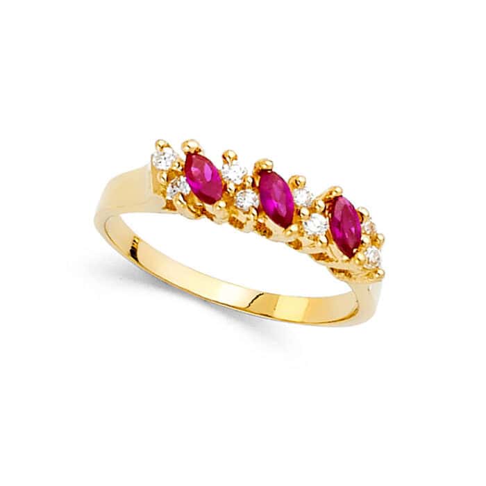 14K Yellow Gold Cubic Zirconia Fancy Ring - Image 2