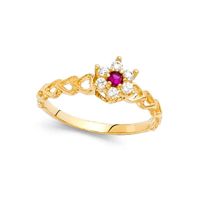 14K Yellow Gold Ladies Fancy Cubic Zirconia Ring - Image 2