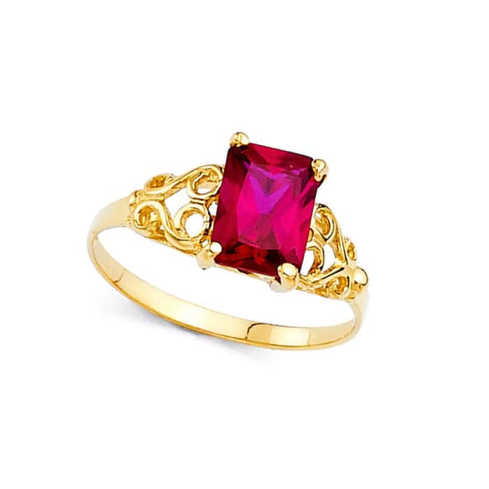 14K Yellow Gold Cubic Zirconia Fancy Ring - Image 2