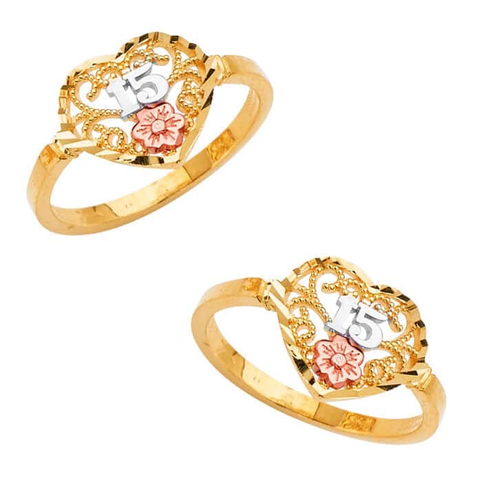 14K Tri Color Gold 15 Years Ring - Image 3
