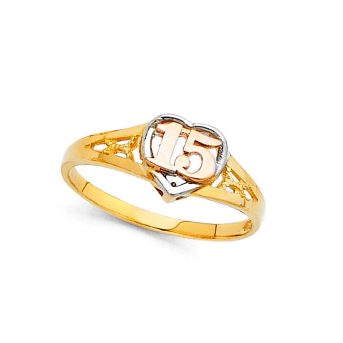 14K Tri Color Gold 15 Years Ring - Image 2