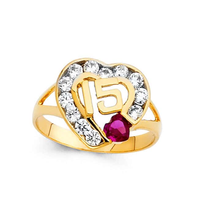 14K Yellow Gold 15 Years Cubic Zirconia Ring - Image 2