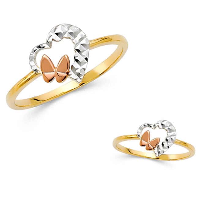 14K Two Tone Gold Cubic Zirconia Fancy Ring - Image 3