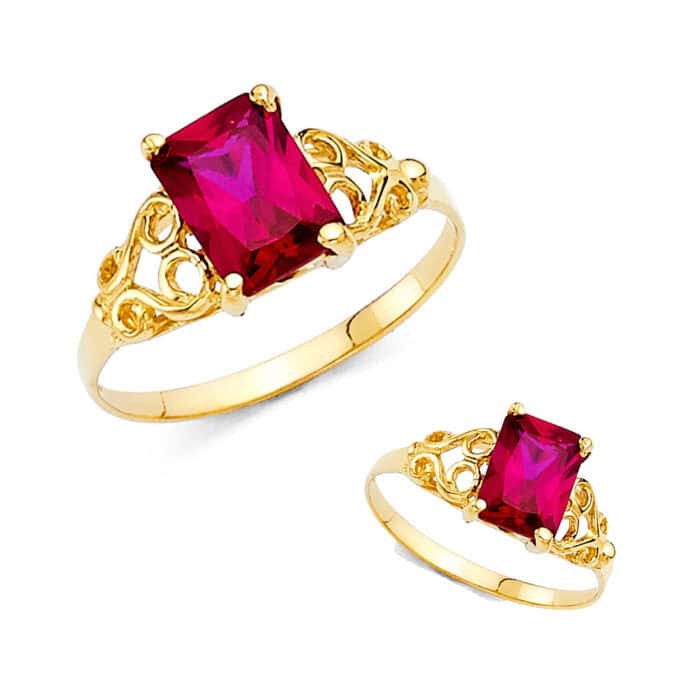14K Yellow Gold Cubic Zirconia Fancy Ring - Image 3