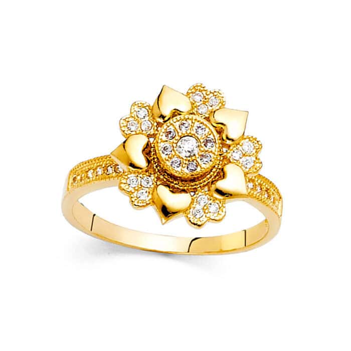 14K Yellow Gold Cubic Zirconia Fancy Ring - Image 2