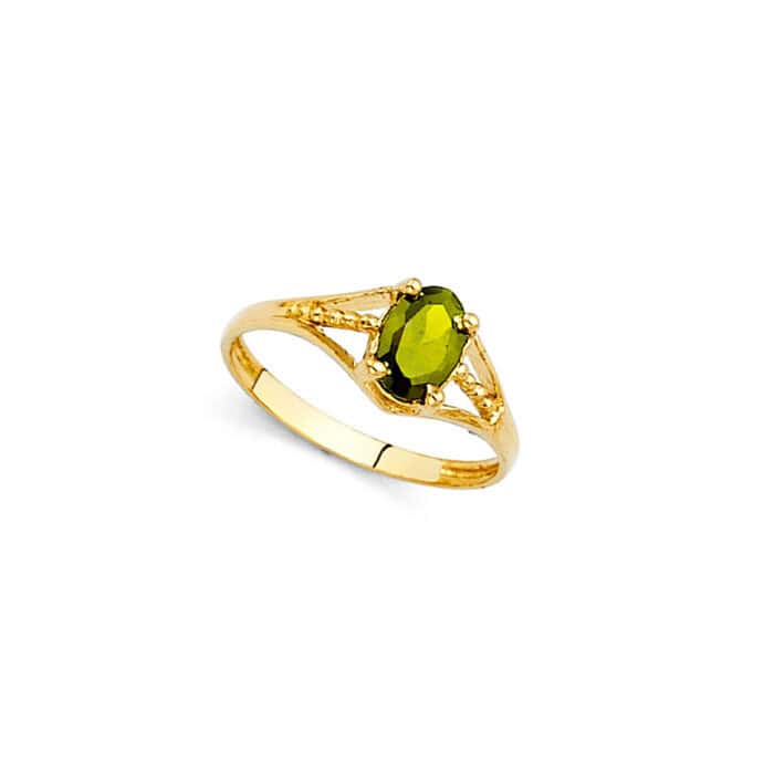 14K Yellow Gold Cubic Zirconia August Birth Stone Babies Ring - Image 2
