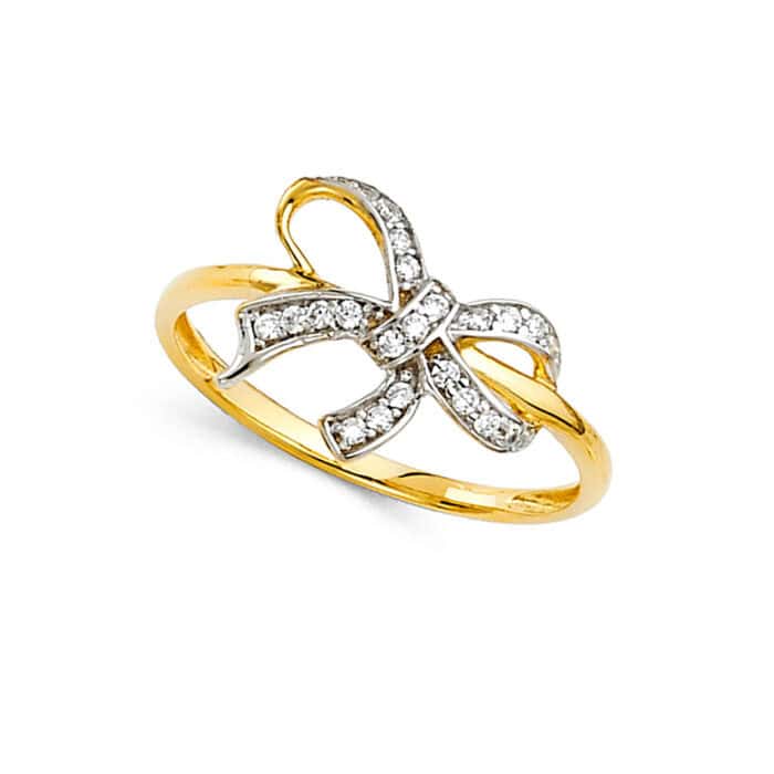 14K Yellow Gold Cubic Zirconia Fancy Ring - Image 2