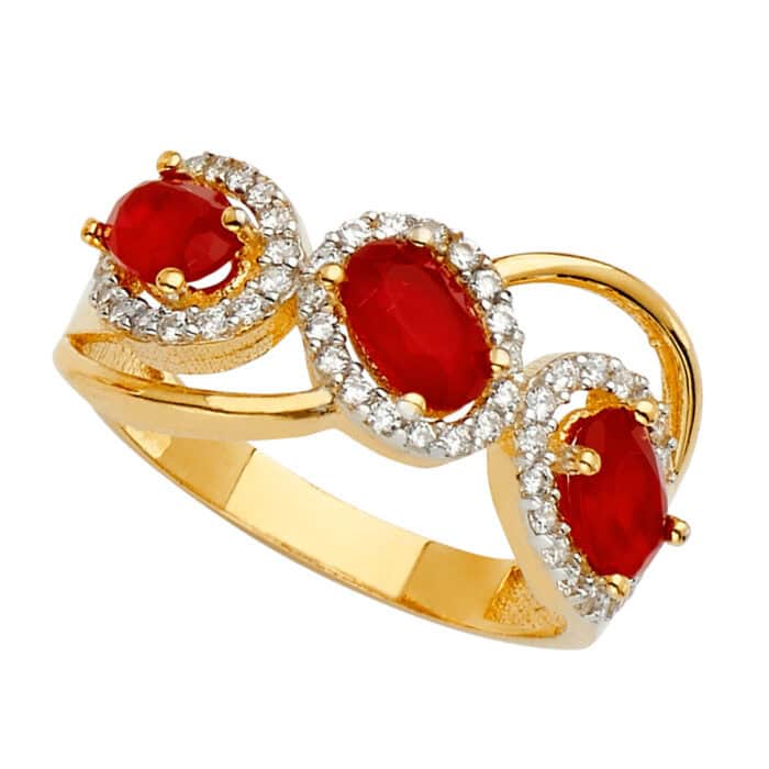 14K Yellow Gold Color Gem Stone Ring - Image 2
