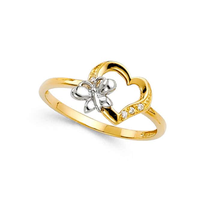 14K Two Tone Gold Cubic Zirconia Fancy Ring - Image 2