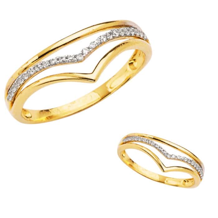 14K Yellow Gold 3Lins Fancy Cubic Zirconia Band - Image 3