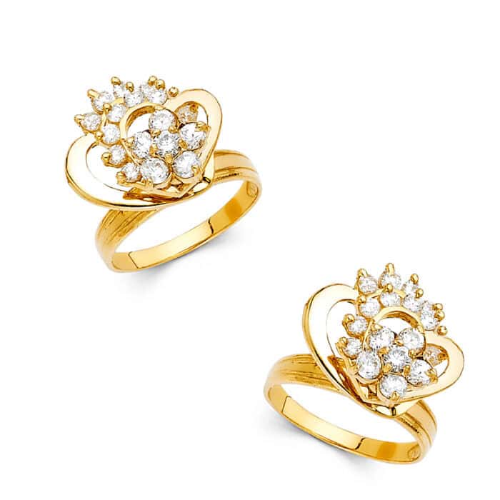 14K Yellow Gold Cubic Zirconia Motion Ring - Image 3