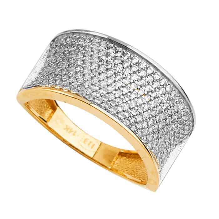 14K Yellow Gold M-Pave Ladies Cubic Zirconia Ring - Image 2