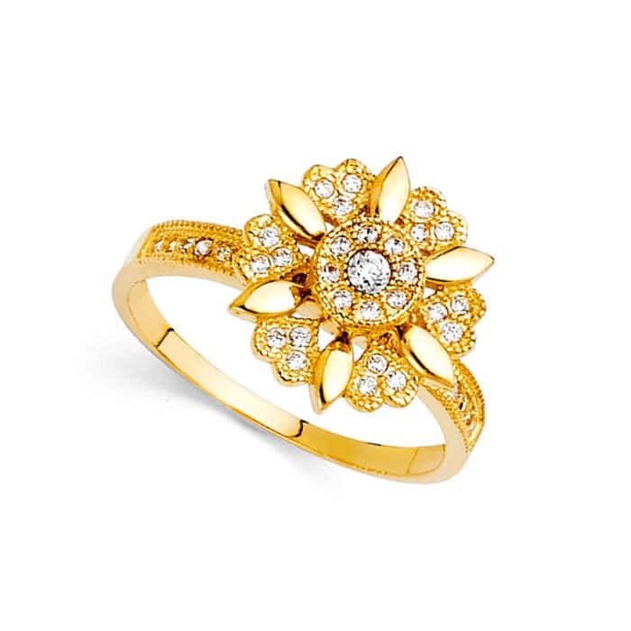 14K Yellow Gold Cubic Zirconia Fancy Ring - Image 2