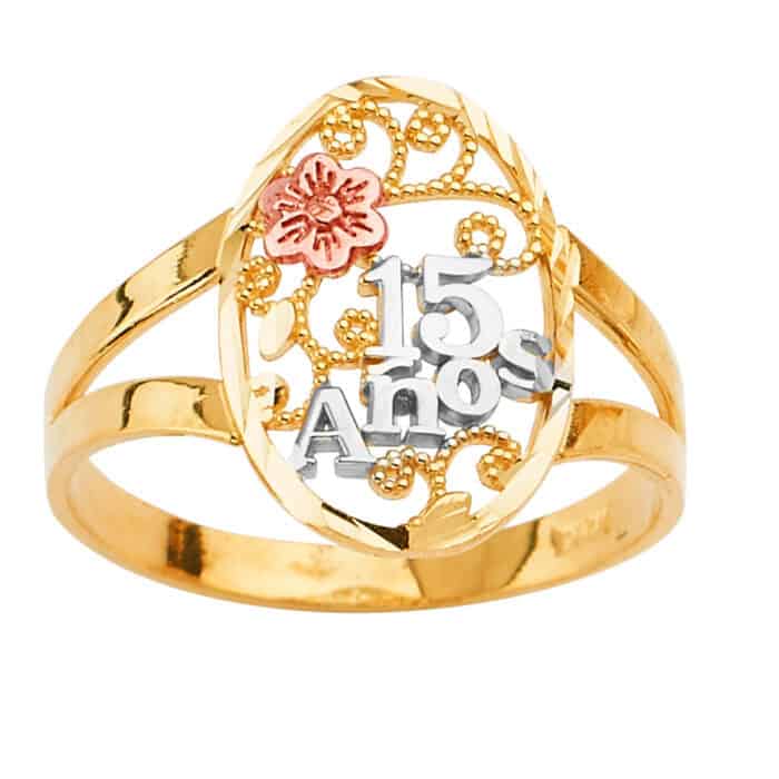 14K Tri Color Gold 15 Years Ring - Image 2