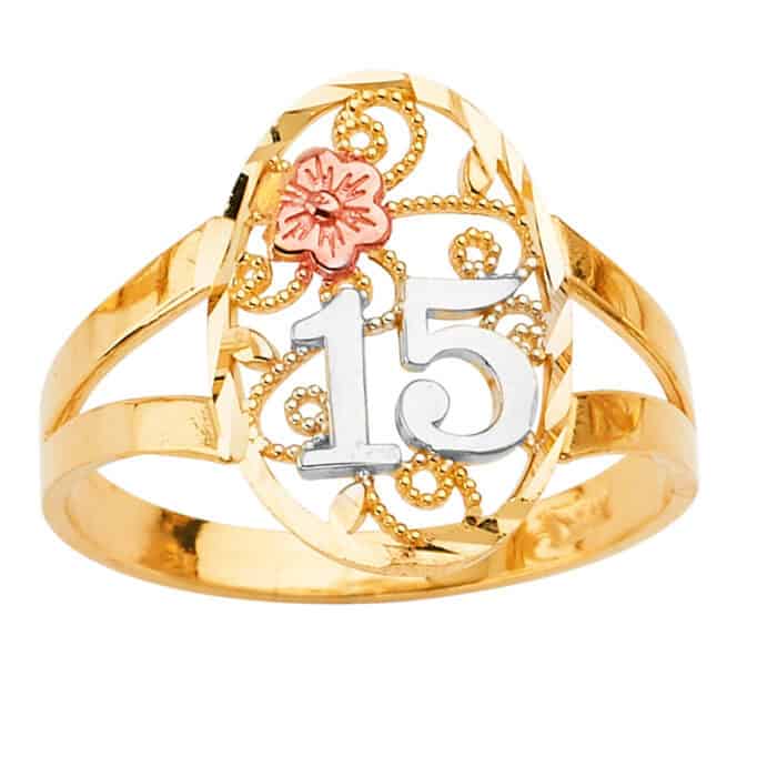 14K Tri Color Gold 15 Years Ring - Image 2