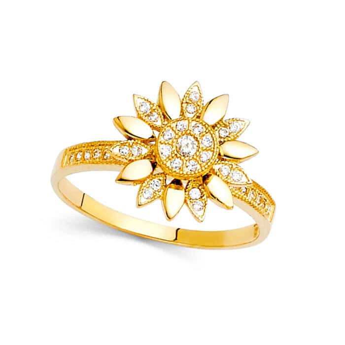14K Yellow Gold Cubic Zirconia Fancy Ring - Image 2