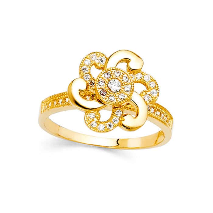 14K Yellow Gold Cubic Zirconia Fancy Ring - Image 2
