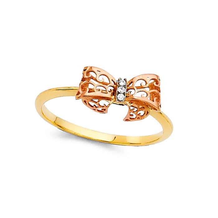 14K Yellow Gold Cubic Zirconia Fancy Ring - Image 2