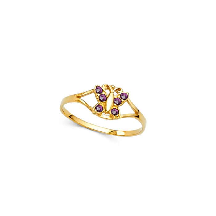 14K Yellow Gold Cubic Zirconia June Birth Stone Babies Ring - Image 2
