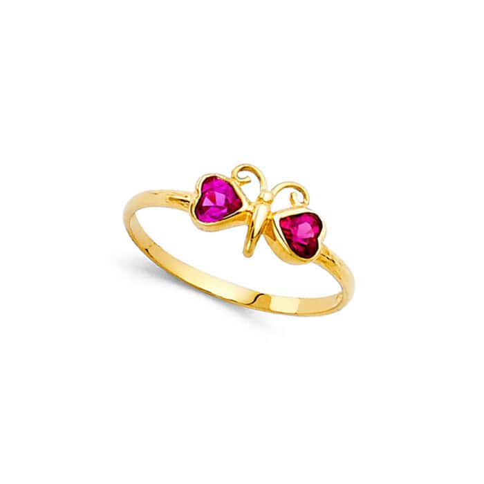 14K Yellow Gold Cubic Zirconia Babies Ring - Image 2
