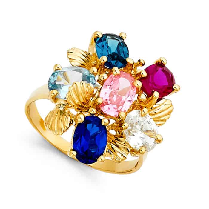 14K Yellow Gold Cubic Zirconia Mothers Ring - Image 2