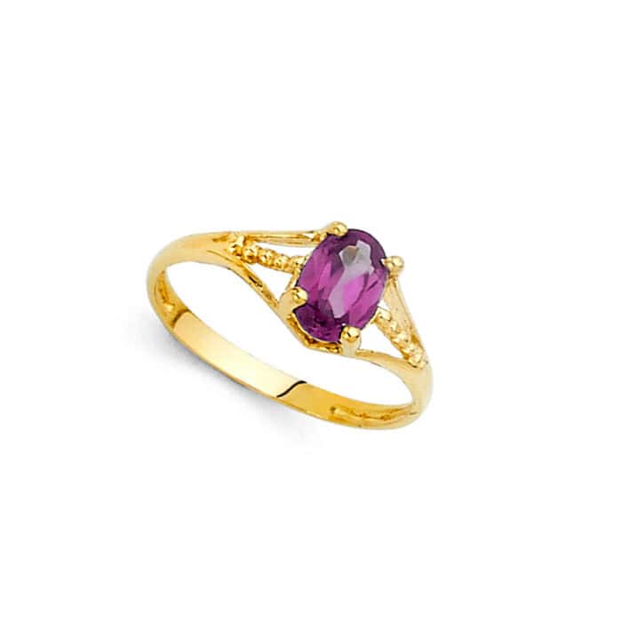 14K Yellow Gold Cubic Zirconia June Birth Stone Babies Ring - Image 2