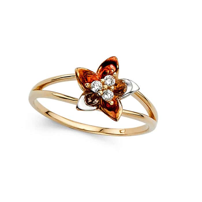 14K Yellow Gold Cubic Zirconia Fancy Ring - Image 2